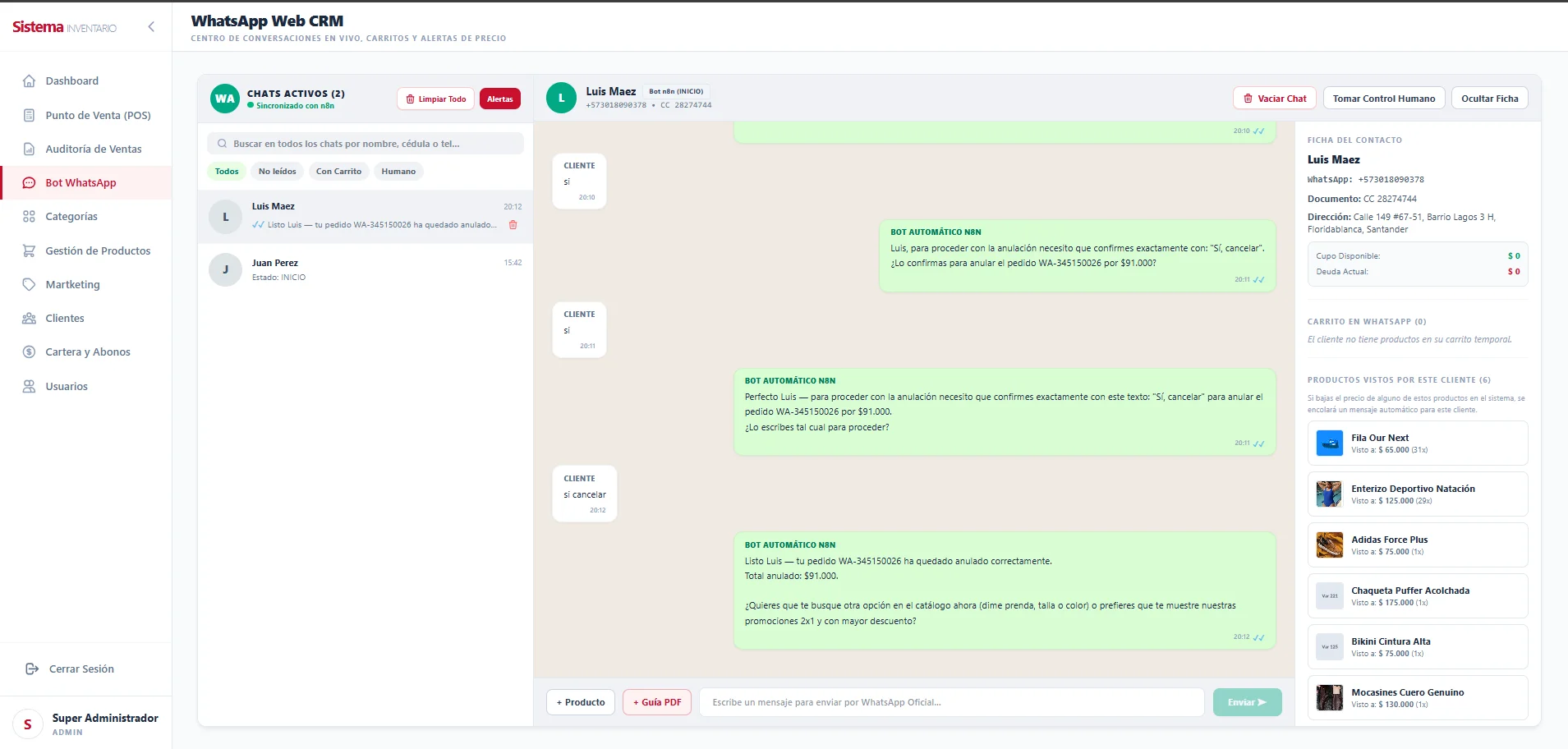 Chatbot IA de Ventas para WhatsApp 24/7, CRM, Catálogo y Créditos - Sistema desarrollado por SoftwareGestor