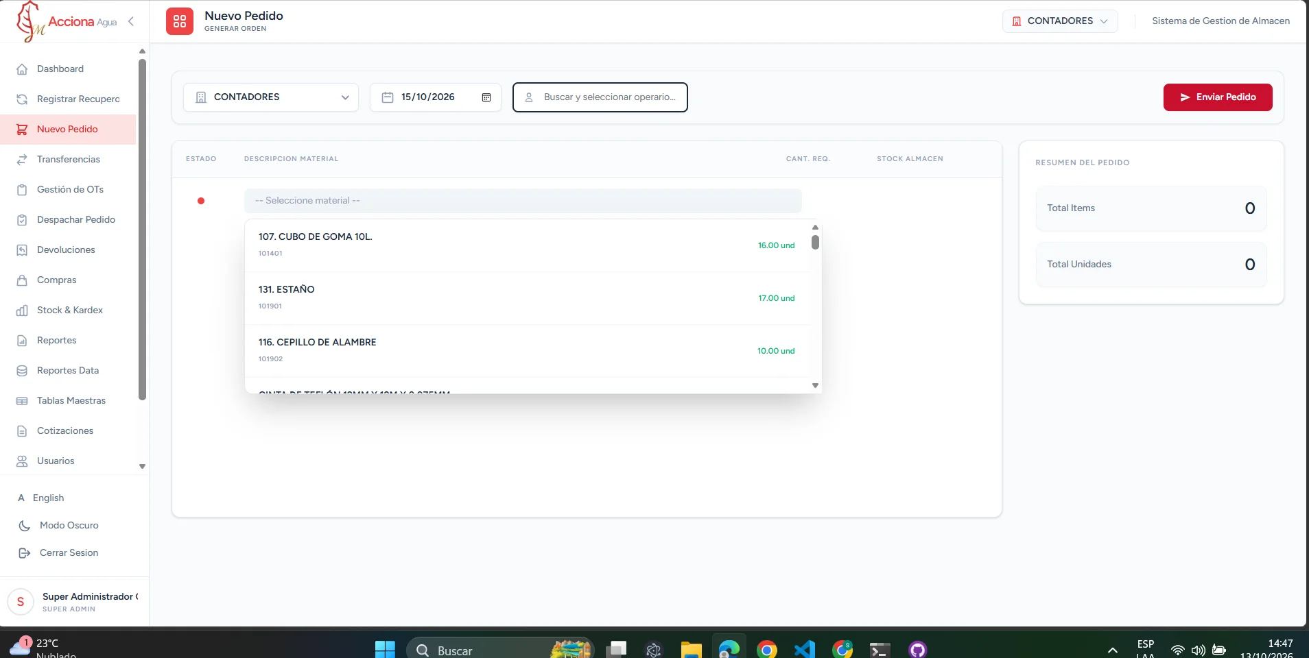 Software WMS de Gestión de Almacenes, Bodegas y Kardex - Pantalla operativa 4