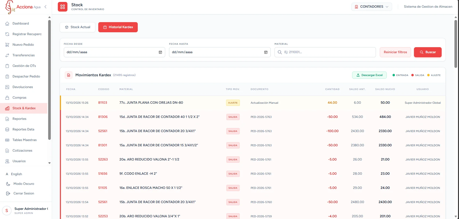 Software WMS de Gestión de Almacenes, Bodegas y Kardex - Pantalla operativa 8